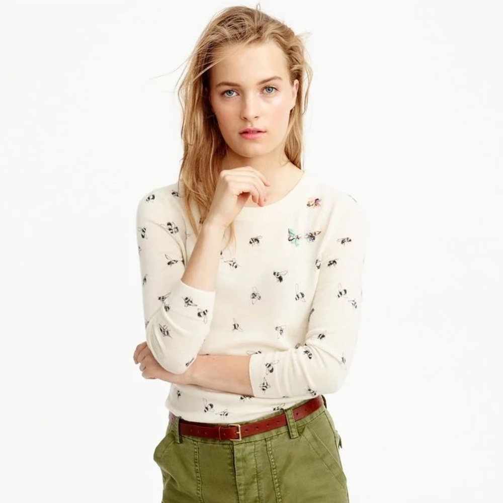 J.Crew tippi sweater bumblebee gemstone detail PXXS